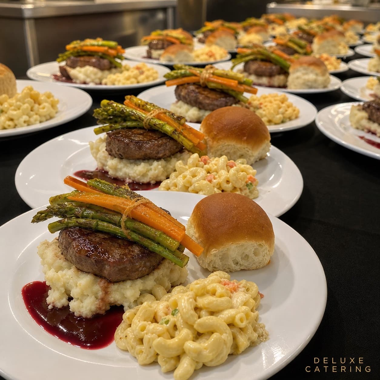 Elegantly catered wedding reception table